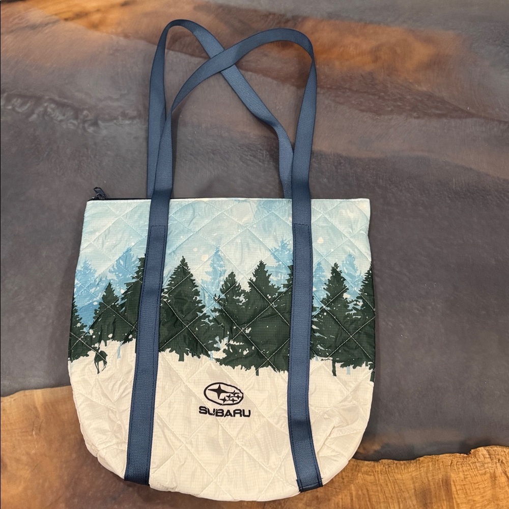 Subaru Quilted Tote Bag with Forest Design
